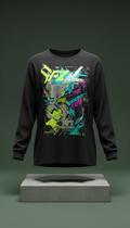 Long sleeve tee with neon acid anime print