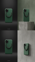 Urban green phone case with metallic chain detail