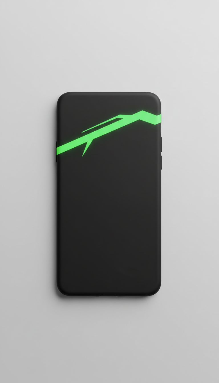 Matte Black Phone Case With Neon Green Anime Accent